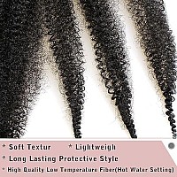 16 Inch Pre-Separated Springy Afro Twist Hair For Distressed Soft Locs 8 Packs Spring Twist Hair Natural Black Marley Twist Crochet Braiding Hair Hair Extension For Women(10 Strandspack,1B)