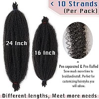 16 Inch Pre-Separated Springy Afro Twist Hair For Distressed Soft Locs 8 Packs Spring Twist Hair Natural Black Marley Twist Crochet Braiding Hair Hair Extension For Women(10 Strandspack,1B)