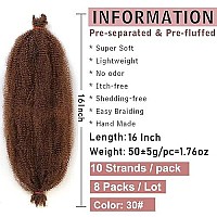 16 Inch Soft Springy Afro Twist Braiding Hair 8 Packs Pre-Separated Long Spring Twsit For Faux Locs Honey Brown Marley Twist Afro Crochet Braids Synthetic Hair Extension For Women (10 Strandspack30)