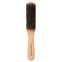 Grannaturals Boar Bristle Slick Back Hair Brush - Soft/Medium Smoothing Hairbrush To Style, Polish, & Lay Hair Down Flat To Create A Sleek Frizz Free Hairstyle For Women And Men - Wooden Handle