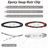 12 Pieces Oval Snap Hair Clips Tortoise Metal Snap Clips Oval Epoxy Hair Grips Metal Ellipse Hair Clips Non Slip Snap Hair Barrettes Hair Accessories For Women Girls Hair Styling, 28 In(Fresh Style)