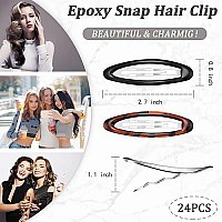 12 Pieces Oval Snap Hair Clips Tortoise Metal Snap Clips Oval Epoxy Hair Grips Metal Ellipse Hair Clips Non Slip Snap Hair Barrettes Hair Accessories For Women Girls Hair Styling, 28 In(Fresh Style)