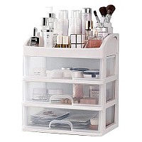 PTBSZCWY Makeup Organizer with 3 Drawers, Cosmetic Display Cases, Makeup Storage Box (3 Drawers)