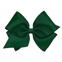 Wee Ones Girls Classic Grosgrain Hair Bow On A Weestay Clip With Plain Wrap, Mini King, Forest Green