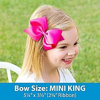 Wee Ones Girls Classic Grosgrain Hair Bow On A Weestay Clip With Plain Wrap, Mini King, Forest Green