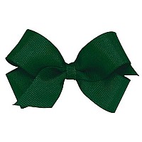 Wee Ones Girls Classic Grosgrain Hair Bow On A Weestay No-Slip Hair Clip With Plain Wrap, Mini, Forest Green