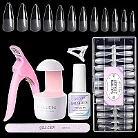 Gellen Nail Tips And Glue Gel Kit, Acrylic Nail Kit With 504Pcs Stiletto Fake Nails, U V Led Nail Lamp, 3 In 1 Nail Glue, Nail Art Tools, Gel Nail Extension Starter Kit For Women, Manicure Gift Set