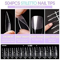 Gellen Nail Tips And Glue Gel Kit, Acrylic Nail Kit With 504Pcs Stiletto Fake Nails, U V Led Nail Lamp, 3 In 1 Nail Glue, Nail Art Tools, Gel Nail Extension Starter Kit For Women, Manicure Gift Set