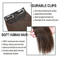 S-Noilite Hair Extensions For Short Hair Clip In Human Hair 1Pcs 2 Clips Clip In Hairpieces Remy Hair For Women With Thinning Hair Add Hair Volume 12G 8Inch-Medium Brown