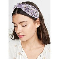 Beaded Knotted Women Headband Luxury Checkered Plaid Purple Jeweled Embellished Top Hairband Fashion Elegant Ladies Hair Band