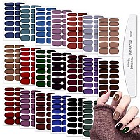 Wokoto 20 Sheets Dark Solid Color Series Nail Polish Strips Stickers With Nail File Self-Adhesive Punk Rock Gel Nail Strips Full Nail Wraps For Women Nails Art