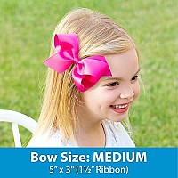 Wee Ones Girls Classic Grosgrain Hair Bow On A Weestay Clip With Plain Wrap, Medium, Cranberry