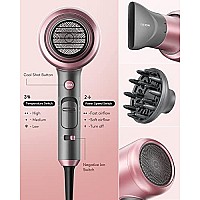 Wavytalk Professional Ionic Hair Dryer Blow Dryer With Diffuser And Concentrator For Curly Hair 1875 Watt Negative Ions Dryer With Ceramic Technology Nozzle For Fast Drying As Salon Light And Quiet