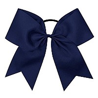 Oaoleer 8 Jumbo Large Cheer Bows Ponytail Holder Elastic Band Handmade Boutique Hair Accessories For Cheerleading Teen Girls College Women Sports (1Pcs, Navy)