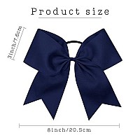 Oaoleer 8 Jumbo Large Cheer Bows Ponytail Holder Elastic Band Handmade Boutique Hair Accessories For Cheerleading Teen Girls College Women Sports (1Pcs, Navy)