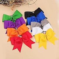 Oaoleer 8 Jumbo Large Cheer Bows Ponytail Holder Elastic Band Handmade Boutique Hair Accessories For Cheerleading Teen Girls College Women Sports (1Pcs, Navy)