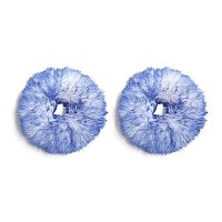 2Pcs Pack Furry Faux Rabbit Fur Hair Scrunchies Artificial Fur Hair Bobbles Elastic Hair Band Rope Wristband Ponytail Accessories (Blue Tips)