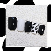 Babalal Square Press On Nails Cow Print Nails Short Glue On Nails Glossy Nails Squoval Fake Nails For Women And Girls