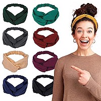 Lotus78 Headbands For Women 08 Eight Pack Head Bands, Soft Fabric Hair Bands For Womens Hair Elastic Sweat Band For Women, Trendy Womens Headbands Classy Head Band - Boho Headbands For Exercise & Yoga (Maroon Offspring)