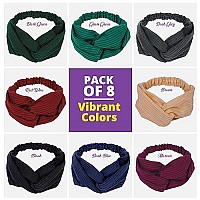 Lotus78 Headbands For Women 08 Eight Pack Head Bands, Soft Fabric Hair Bands For Womens Hair Elastic Sweat Band For Women, Trendy Womens Headbands Classy Head Band - Boho Headbands For Exercise & Yoga (Maroon Offspring)