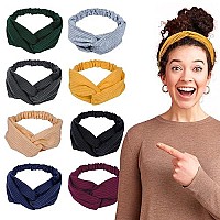 Lotus78 Headbands For Women 08 Eight Pack Head Bands, Soft Fabric Hair Bands For Womens Hair Elastic Sweat Band For Women, Trendy Womens Headbands Classy Head Band - Boho Headbands For Exercise & Yoga (Rising Pink)