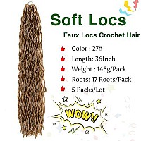 Karida Soft Locs 36 Inch Crochet Hair 5Packs Faux Locs Crochet Braids Hair Pre Looped Synthetic Curly Soft Faux Locs Hair Extension Goddess Locs Crochet Braids (36 Inch (Pack Of 5), 27)