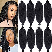 8 Packs Soft Springy Afro 12 Inch Short Spring Twist Hair For Distressed Soft Locs Natural Black Marley Twist Crochet Braiding Hair Synthetic Hair Extension For Women(10 Strandspack,1B)