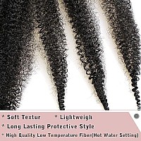 8 Packs Soft Springy Afro 12 Inch Short Spring Twist Hair For Distressed Soft Locs Natural Black Marley Twist Crochet Braiding Hair Synthetic Hair Extension For Women(10 Strandspack,1B)