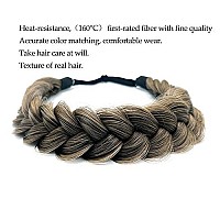 Toecwegr Synthetic Hair Braided Headband Classic Chunky Wide Plaited Wedding Fluffy Braids Wig Women Girl Beauty Accessory (Vanguard Winnerma)