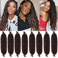 8 Packs Dark Brown Springy Afro Twist Crochet Hair 16 Inch Pre-Separated Spring Twist Hair Synthetic Marley Crochet Braiding For Distressed Soft Locs Hair Extension For Women (10 Strandspack,T30)