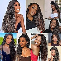 8 Packs Dark Brown Springy Afro Twist Crochet Hair 16 Inch Pre-Separated Spring Twist Hair Synthetic Marley Crochet Braiding For Distressed Soft Locs Hair Extension For Women (10 Strandspack,T30)