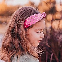 Frog Sac Pink Heart Headband For Girls, Studded Knotted Headbands For Kids, Cute Head Bands, Little Girl Velvet Hair Accessories, Gold Stud Hearts Hairband, No Slip Fashion Head Band Head Piece