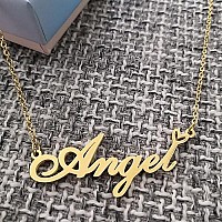 Ronkahshow Linda Custom Name Necklace Customized Personalized 18K Gold Pendant Name Necklace With Heart Name Necklace For Women Best Gift For Girl Birthday Motheraday Christmas Wedding Gold