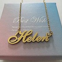 Ronkahshow Linda Custom Name Necklace Customized Personalized 18K Gold Pendant Name Necklace With Heart Name Necklace For Women Best Gift For Girl Birthday Motheraday Christmas Wedding Gold