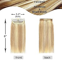 S-Noilite Hair Extensions For Short Hair Clip In Human Hair 2Pcs 2 Clips Balayage Clip In Hairpieces Remy Hair For Women With Thinning Hair Add Hair Volume 24G 8Inch-Ash Blondebleach Blonde