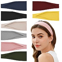 8 Pack Headbands for Women Stretchy Hair Head Bands No Slip Fashion Womens Turban Head Wraps Elastic Hair Accessories for girls Yoga Workout,Solid