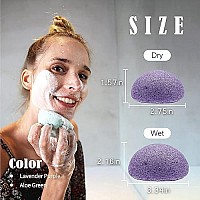 Myhomebody Natural Konjac Facial Sponges - For Gentle Face Cleansing And Exfoliation (2 Lavender Purple, 2 Aloe Green)