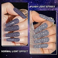 Mizhse Reflective Glitter Gel Nail Polish Kit 12 Pcs, Colorful Sparkly Diamond Soak Off Uv Led Gel Polish Home Manicure Nail Art Salon 7 Ml