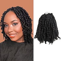 8 Inch Pre-Twisted Passion Twist Crochet Hair 8 Packs Pre-Looped Short Passion Twist Braiding Hair (1B/Natural Black)