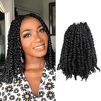 10 Inch Pre-Twisted Passion Twist Crochet Hair 8 Packs Pre-Looped Short Passion Twist Braiding Hair (1Bnatural Black)