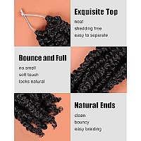 10 Inch Pre-Twisted Passion Twist Crochet Hair 8 Packs Pre-Looped Short Passion Twist Braiding Hair (1Bnatural Black)