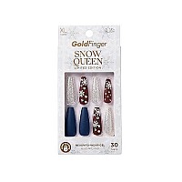 Goldfinger Limited Edition Holiday Nails Snow Queen Press On Manicure, Gel Nail Kit, Polish Free Mani, X-Long Length (Let It Snow)