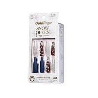 Goldfinger Limited Edition Holiday Nails Snow Queen Press On Manicure, Gel Nail Kit, Polish Free Mani, X-Long Length (Let It Snow)