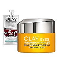 Olay Vitamin C + Peptide 24 Eye Cream, Fragrance-Free, 05 Oz + Whip Face Moisturizer Traveltrial Size Gift Set