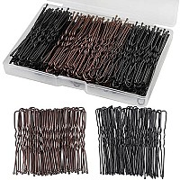 U Shaped Hair Pins,200Pcs 24Inches Hair Pins For Buns Hair Bun Pins Bun Hair Pins With Storage Box For Women Girls Wedding Hairstyles (Blackbrown)