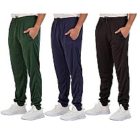 3 Pack Mens Joggers Tech Mesh Active Sports Athletic Training Soccer Track Gym Running Slim Fit Tiro Tapered Casual Jogger Terry Quick Dry Dri Fit Sweatpants Pockets Elastic Hiking Bottom- Set 1, M