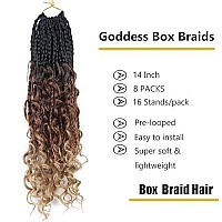 Lmzim 14 Inch Goddess Box Braids Crochet Hair Bohomian Crochet Box Braids Curly Ends 8 Pack 3X Crochet Braids Synthetic Braiding Hair Extension (14Inch, 53)