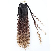 Lmzim 14 Inch Goddess Box Braids Crochet Hair Bohomian Crochet Box Braids Curly Ends 8 Pack 3X Crochet Braids Synthetic Braiding Hair Extension (14Inch, 53)