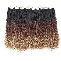 Lmzim 14 Inch Goddess Box Braids Crochet Hair Bohomian Crochet Box Braids Curly Ends 8 Pack 3X Crochet Braids Synthetic Braiding Hair Extension (14Inch, 53)