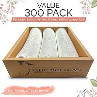 Beautiful Mind Cotton Rounds Makeup Remover Pads - Pack Of 300 - Lint Free Eco-Friendly Compostable - Use As Makeup Applicator, Nail Polish Remover, Or Baby Care Pad - Kraft Box